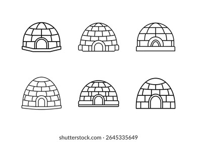 igloo icon line art vector illustration