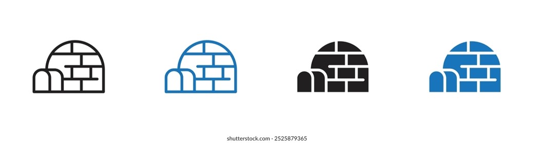 Ícone Igloo gráficos lineares definir vetor em preto