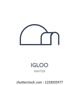 Igloo icon. Igloo linear symbol design from winter collection. Simple outline element vector illustration on white background