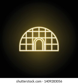igloo icon in neon style. Element of travel illustration. Signs and symbols can be used for web, logo, mobile app, UI, UX