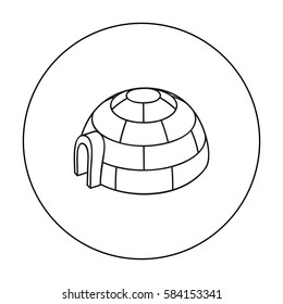 Igloo icon in outline style isolated on white background. Ski resort symbol stock vector illustration.