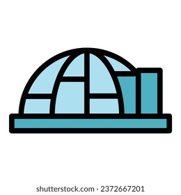 Igloo icon outline vector. Alaska winter. Ice snow color flat