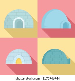 Igloo icon set. Flat set of igloo vector icons for web design