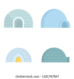 Igloo icon set. Flat set of igloo vector icons for web design