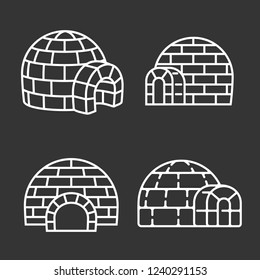 Igloo icon set. Outline set of igloo vector icons for web design isolated on gray background