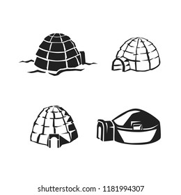 Igloo icon set. Simple set of igloo vector icons for web design on white background