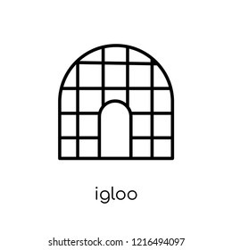 igloo icon. Trendy modern flat linear vector igloo icon on white background from thin line collection, outline vector illustration