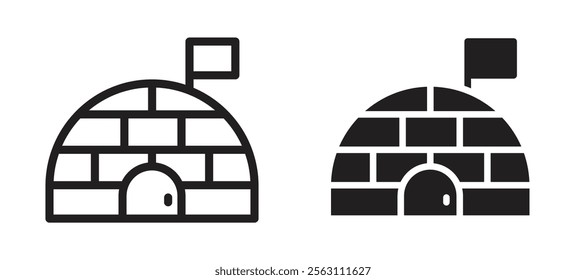 Igloo icons in black line and filled versions