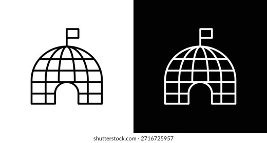 Vector blanco y negro de los iconos del iglú, sistema del icono de la línea.