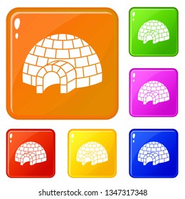 Igloo icons set collection vector 6 color isolated on white background