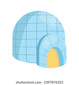 Igloo, icy cold house, winter built from ice blocks vector Illustration