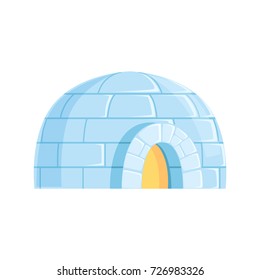 Igloo, icy cold house, winter built from ice blocks vector Illustration