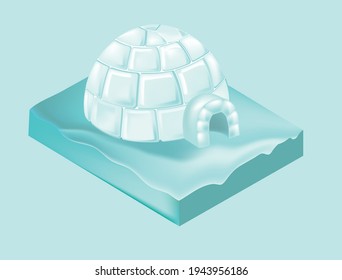 Igloo ionca. The traditional dwelling of the northern peoples. Vector illustration.