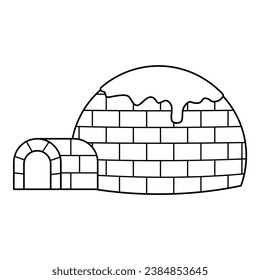 Ilustración de línea de igloo. Ilustración vectorial con tema invernal y estilo vectorial de línea plana. Elemento vector modificable.