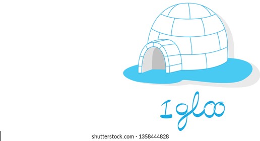 igloo , line drawing cartoon igloo, eskimo house Vector 