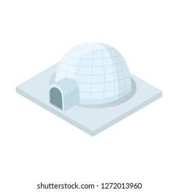 Igloo Meaning Traditional building made of ice blocks Vector Isometric Illustration