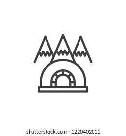 Igloo mountains outline icon. linear style sign for mobile concept and web design. Igloo ice house simple line vector icon. Symbol, logo illustration. Pixel perfect vector graphics
