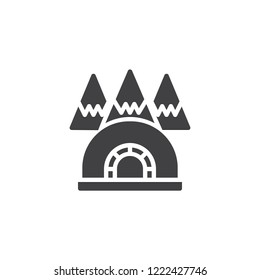 Igloo mountains vector icon. filled flat sign for mobile concept and web design. Igloo ice house simple solid icon. Symbol, logo illustration. Pixel perfect vector graphics