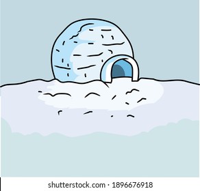 Igloo on icy ground stock illustration , Vector