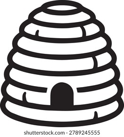 Igloo outline vector icon, black linear snow bricks dome symbol for arctic eskimo habitat, winter cold climate layout.