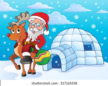 Igloo with Santa Claus theme 2 - eps10 vector illustration.