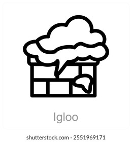 Igloo and snow icon concept