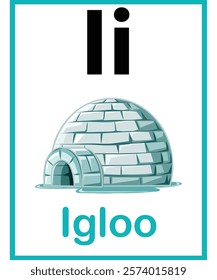 I for igloo vector worksheet for kids