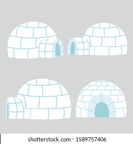 Igloos ice house in flat design vector set