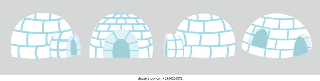 Igloos ice house in flat design set eps10