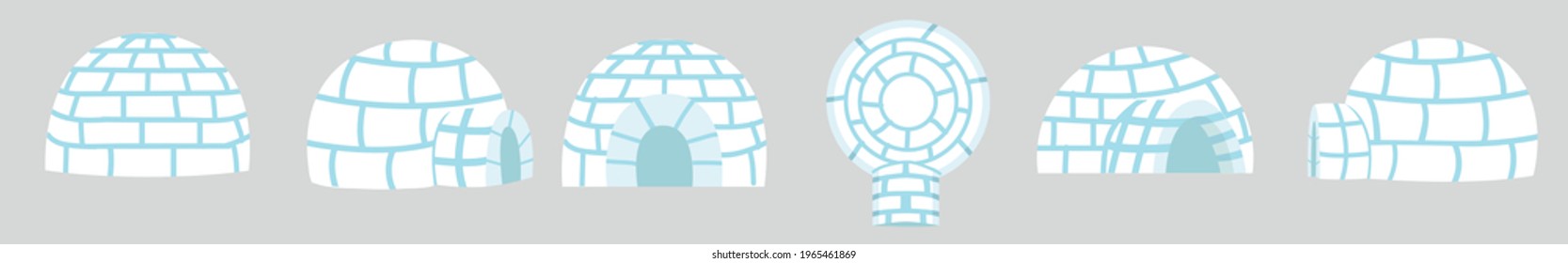 Igloos ice house in flat design set eps10