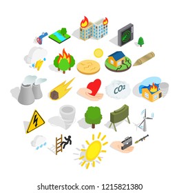 Ignitable icons set. Isometric set of 25 ignitable vector icons for web isolated on white background
