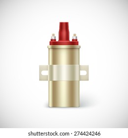 Ignite coil car part.  Vector illustration isolated on white background
