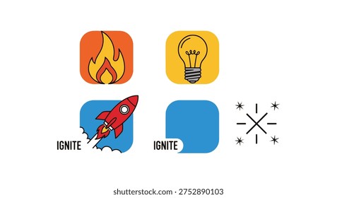 Ignite Icon Line art vector creative geometric abstract color illustration