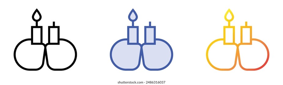 Symbol entzünden. Lineares, blaues Füllungs- und Verlaufsstil-Design auf weißem Hintergrund