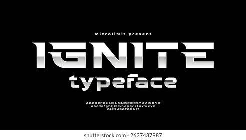 Ignite: Modern Sport Futuristic Font. Typeface urban style fonts for technology, digital, movie, logo design. Alphabet Collections