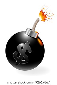 Ignited bomb with dollar-symbol.