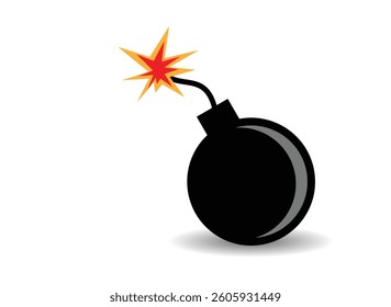 Ignited Bomb Flat Style Isolated on White. Objects and trending ideas vector art