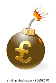 Ignited bomb with sterling-symbol.
