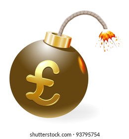 Ignited bomb with sterling-symbol.
