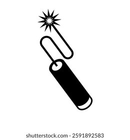 Ignited dynamite silhouette icon. Vector.