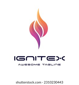 IgniteX - Logo Template. Symmetric fire sign in the shape of a circle in Flat Style Isolated on White Background. Used for business or product logos.