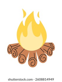 Igniting camping bonfire hand-drawn element