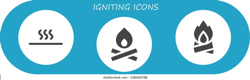  igniting icon set. 3 filled igniting icons. Simple modern icons about  - Hot, Bonfire