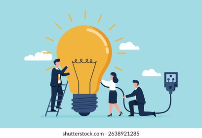 Igniting Innovation Teamwork, Collaboration, and the Power of Ideas in Achieving Business Success. A Visual Depiction of Collaborative Problem-Solving and Creative Solutions.