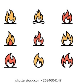 Igniting Passions A Collection of Vibrant Fire Icons Symbolizing Energy Warmth and Transformation on