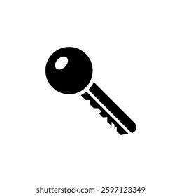 Ignition Car Key, Vehicle Protection Solid Flat Vector Icon Isolated on White Background.
