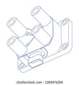 Ignition coil electric auto part in vector 