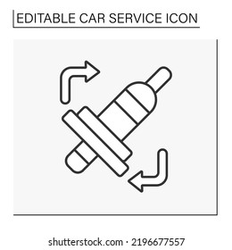  Ignition coil replacement line icon. Small engine component for light vehicle fuel and allows it to run.Car service concept. Isolated vector illustration. Editable stroke