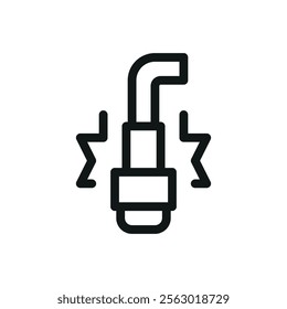 Ignition electrode isolated icon, ignition electrodes for gas boiler vector symbol with editable stroke