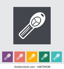 Ignition key single flat icon.